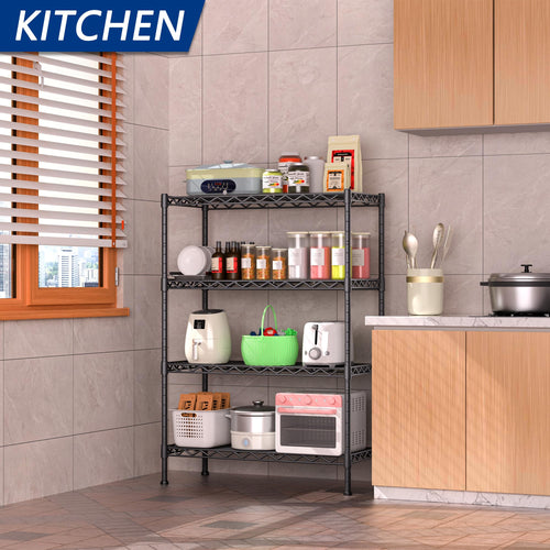 Black 4-Shelf Steel Storage Rack 36W x 14D x 53.5H