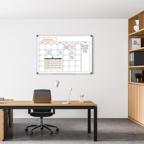 WALGLASS Calendar Whiteboard 24x18 Double-Sided Dry Erase Board for Wall Retail $33.00
