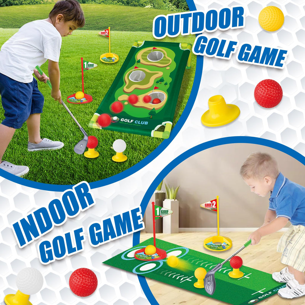 RCROKS Toddler Golf Clubs Set Retractable Metal Shaft, Kids Golf Toys Indoor & Outdoor Backyard Park Golf Game Toy Playset Gifts for Aged 3-8 Toddlers Boys Kids Baby (Grey, M)