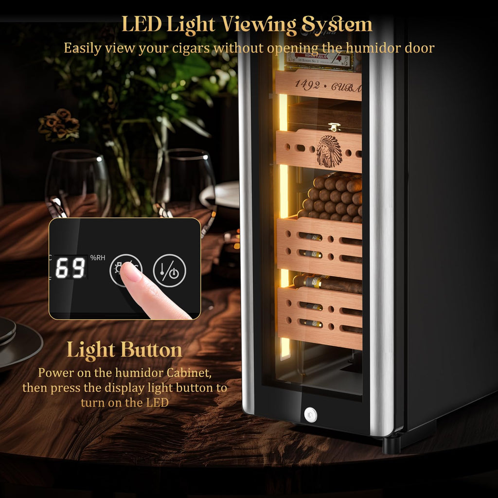 LIHTUN 35L Electric Cigar Humidor Cabinet Black Retail $298.00