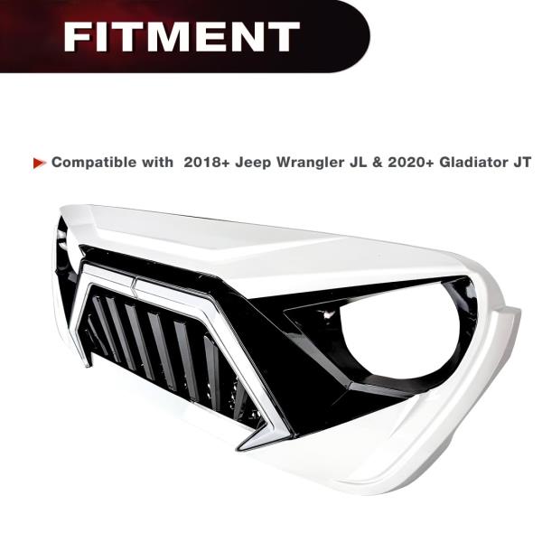 Front Goliath Grill with DRL Turn Signal for 2018 Wrangler JL and 2020 Gladiator JT