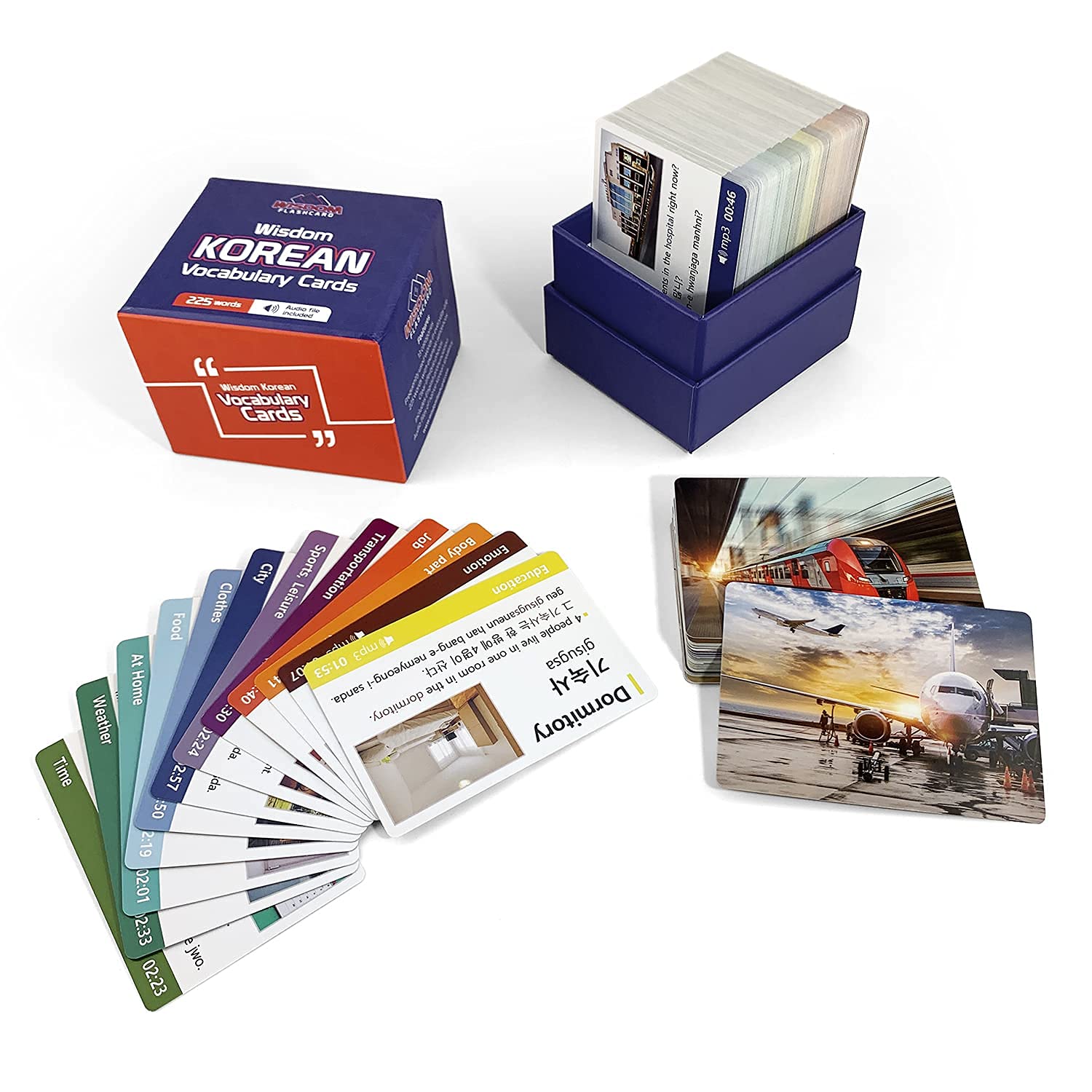 Open-Box New Wisdom Flashcard Learn Korean Vocabulary - 225 Cards Audio File Water-Resistant Retail $26.00