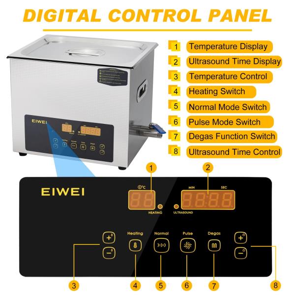 Dual-Frequency Digital Ultrasonic Cleaner with Heater and Timer CD-E10