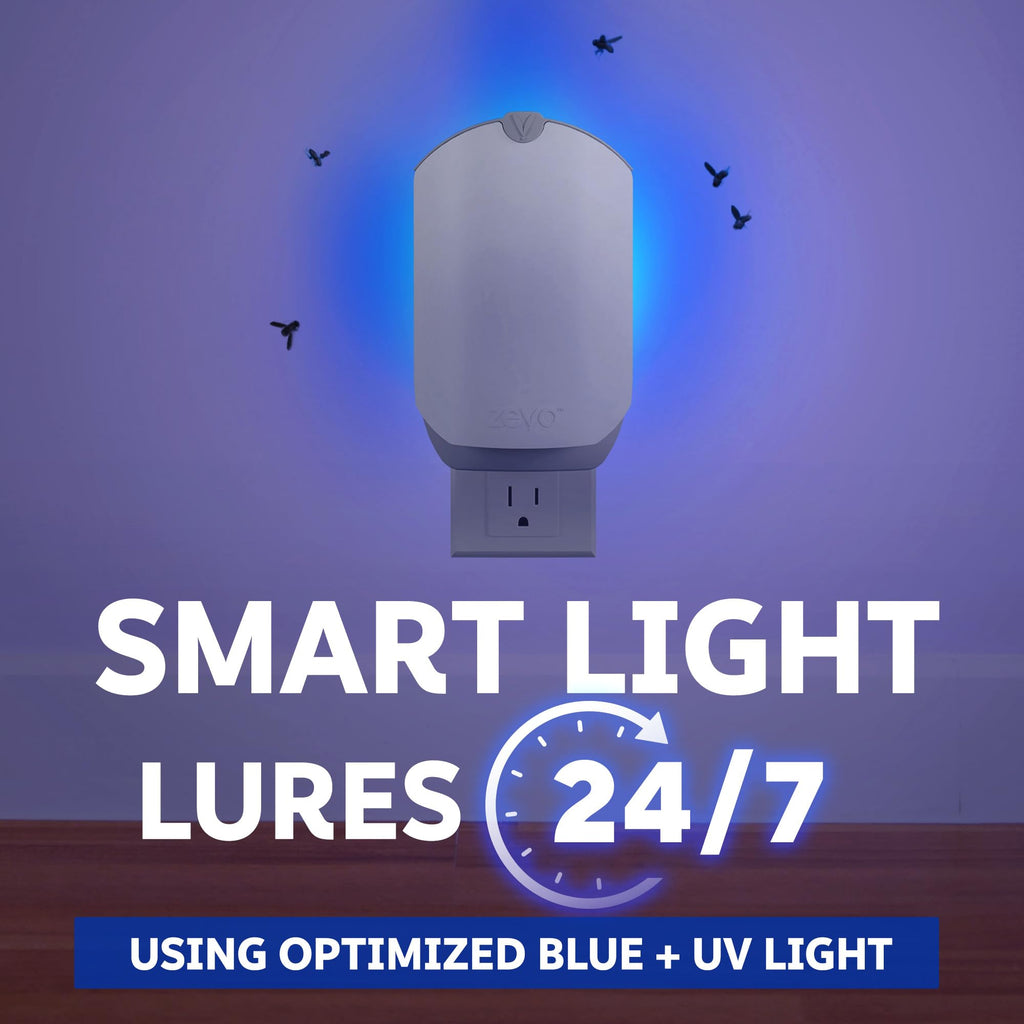 Open-Box New ZEVO Flying Insect Trap with Plug-In Blue  UV Light 3 Refills Retail $25.00