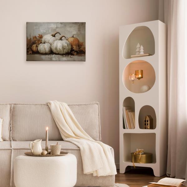 TLESKE Fall Pumpkin Rustic Farmhouse Wall Art Decor 16x24 (White-02) Retail $26.00