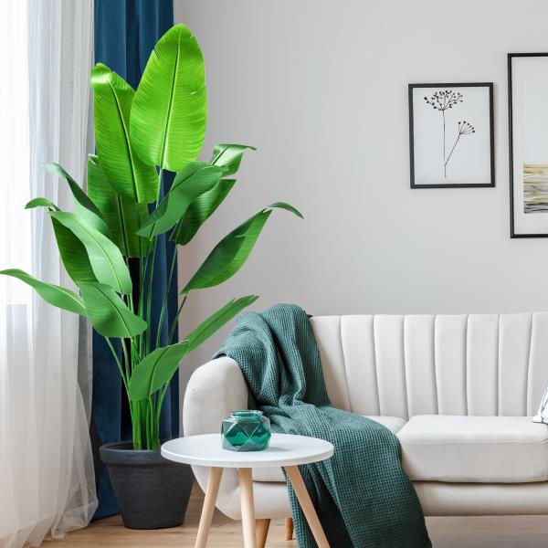 7 ft Artificial Bird of Paradise Plant Faux Indoor Tropical Tree with 13 Trunks