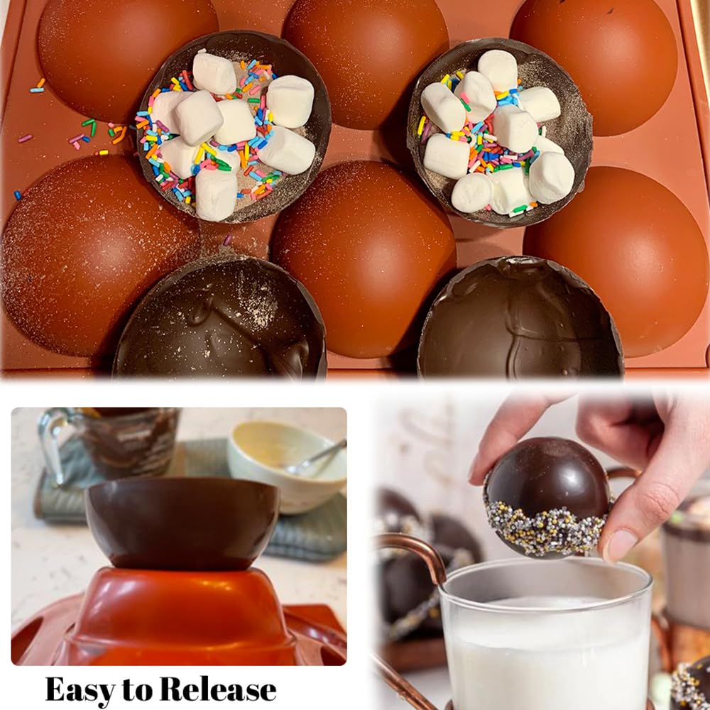 Pack of 6 Holes Hot Chocolate Bomb Silicone Dome Mold 2.55 Diameter