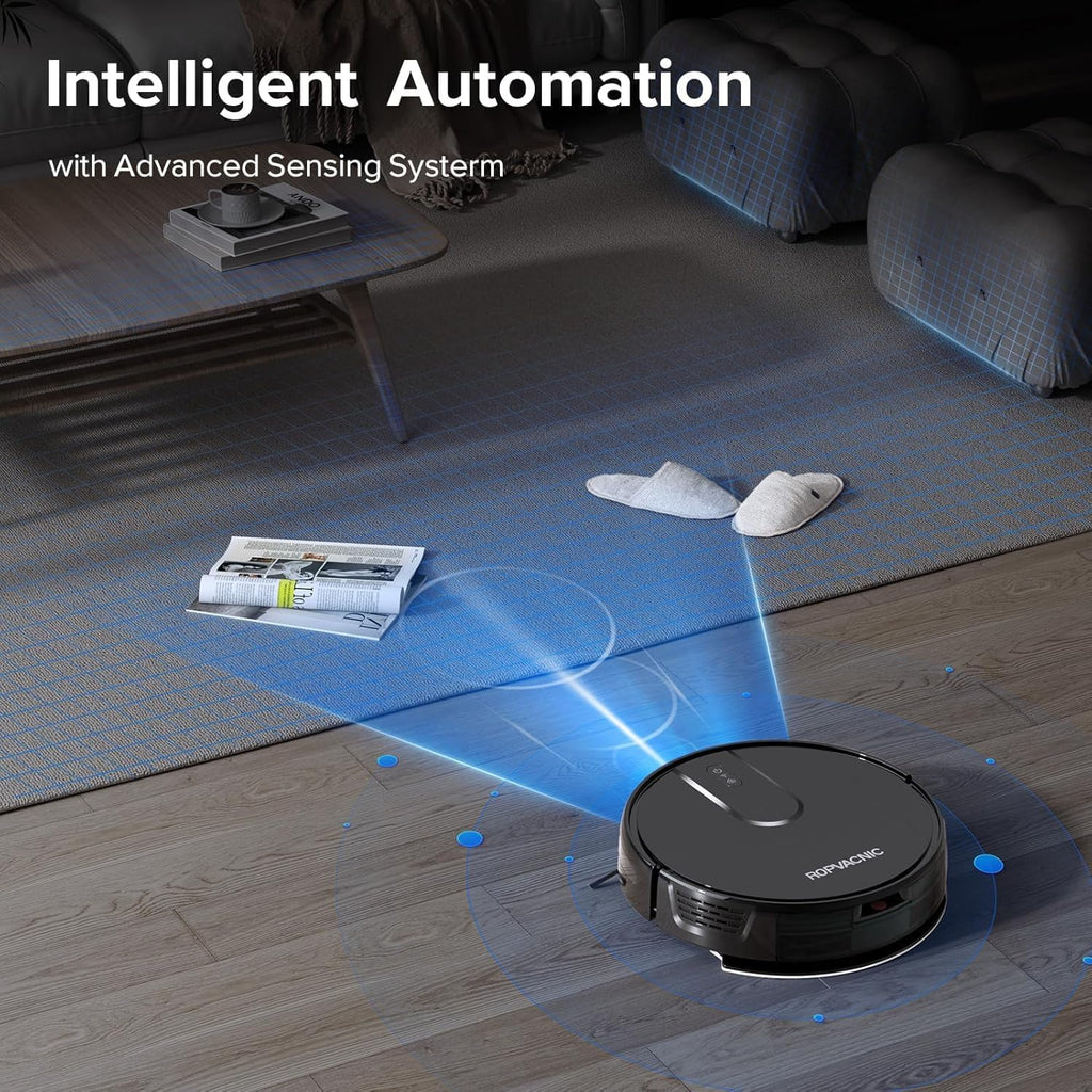 Robot Vacuum Mop Combo 5200Pa Suction Self-Charging Obstacle Avoidance Black