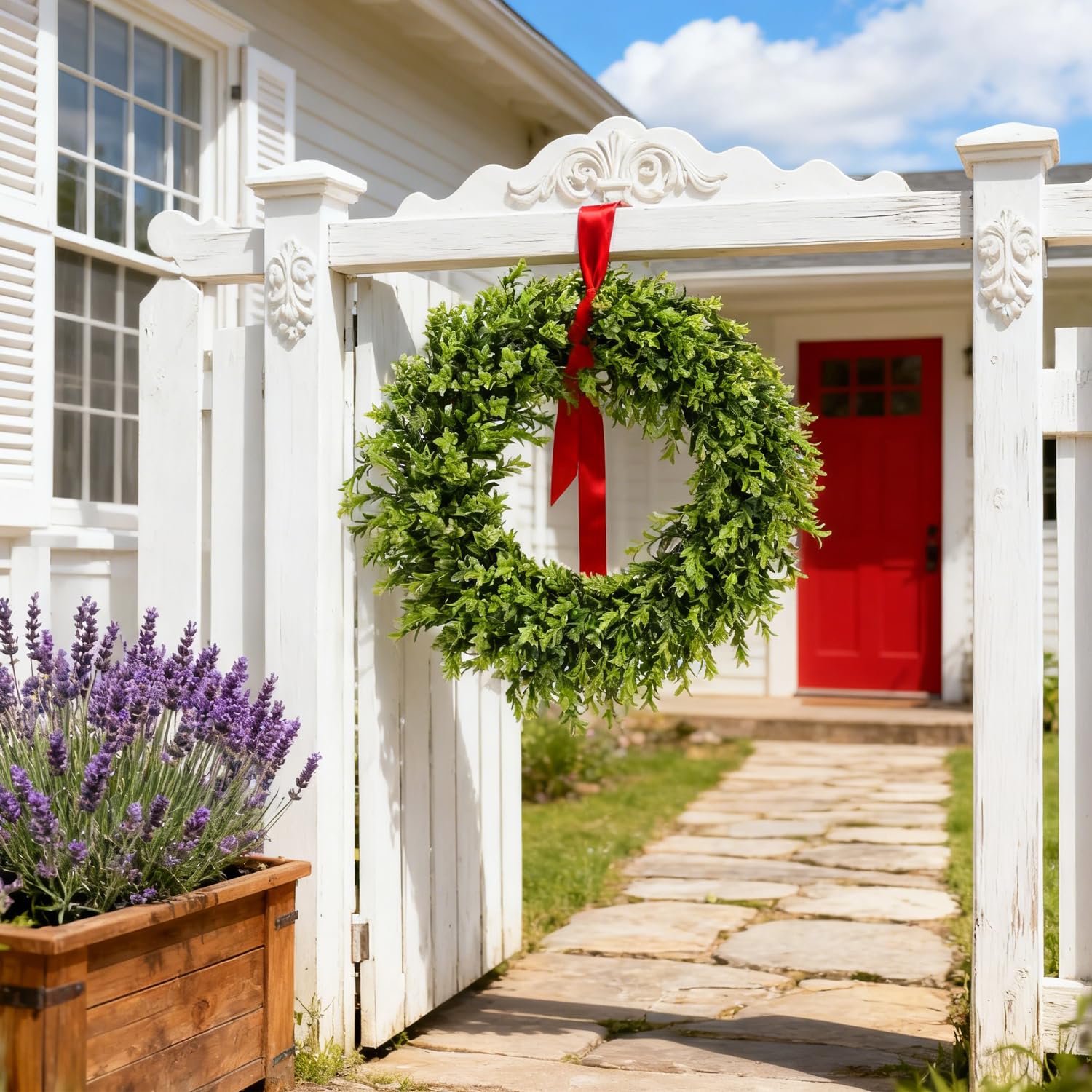 Real Touch Artificial Boxwood Wreath Green 22-23 Diameter