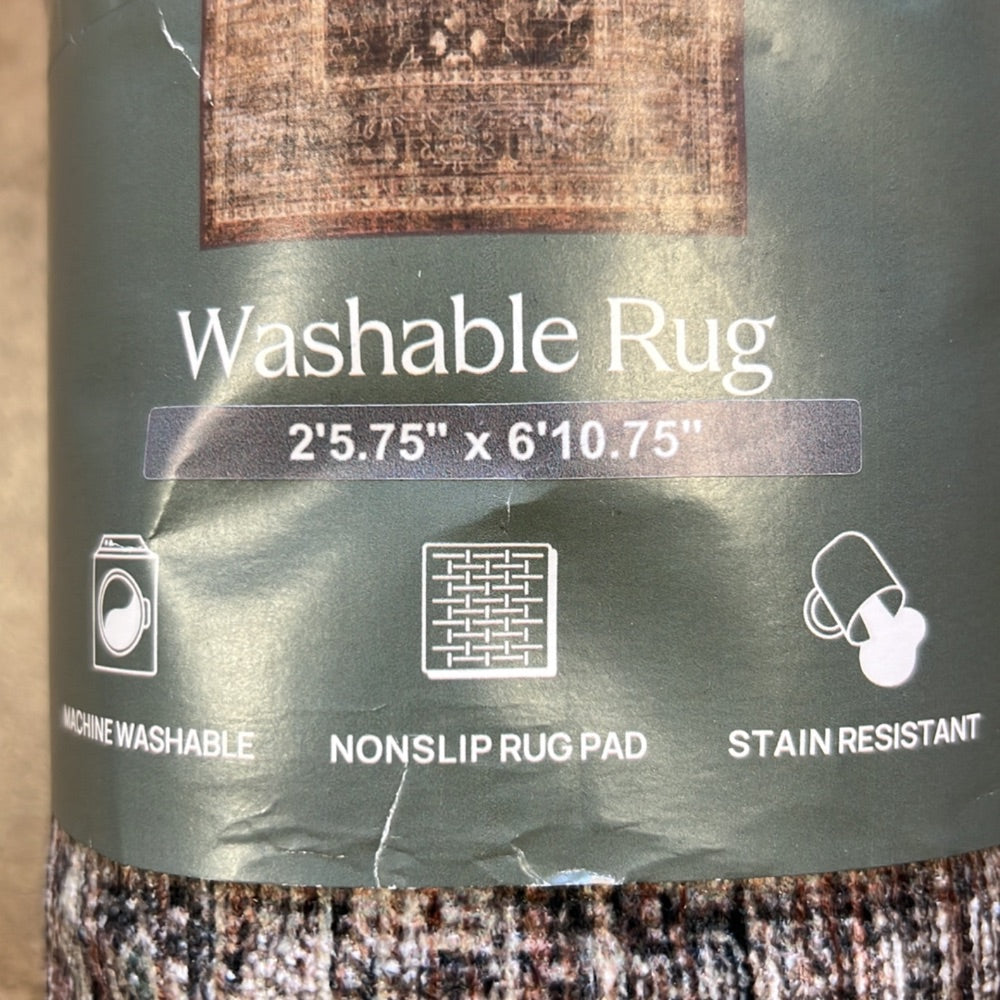 Ruggable Multi-color Washable Rug Non-Slip Stain Resistant 25.75 x 610.75
