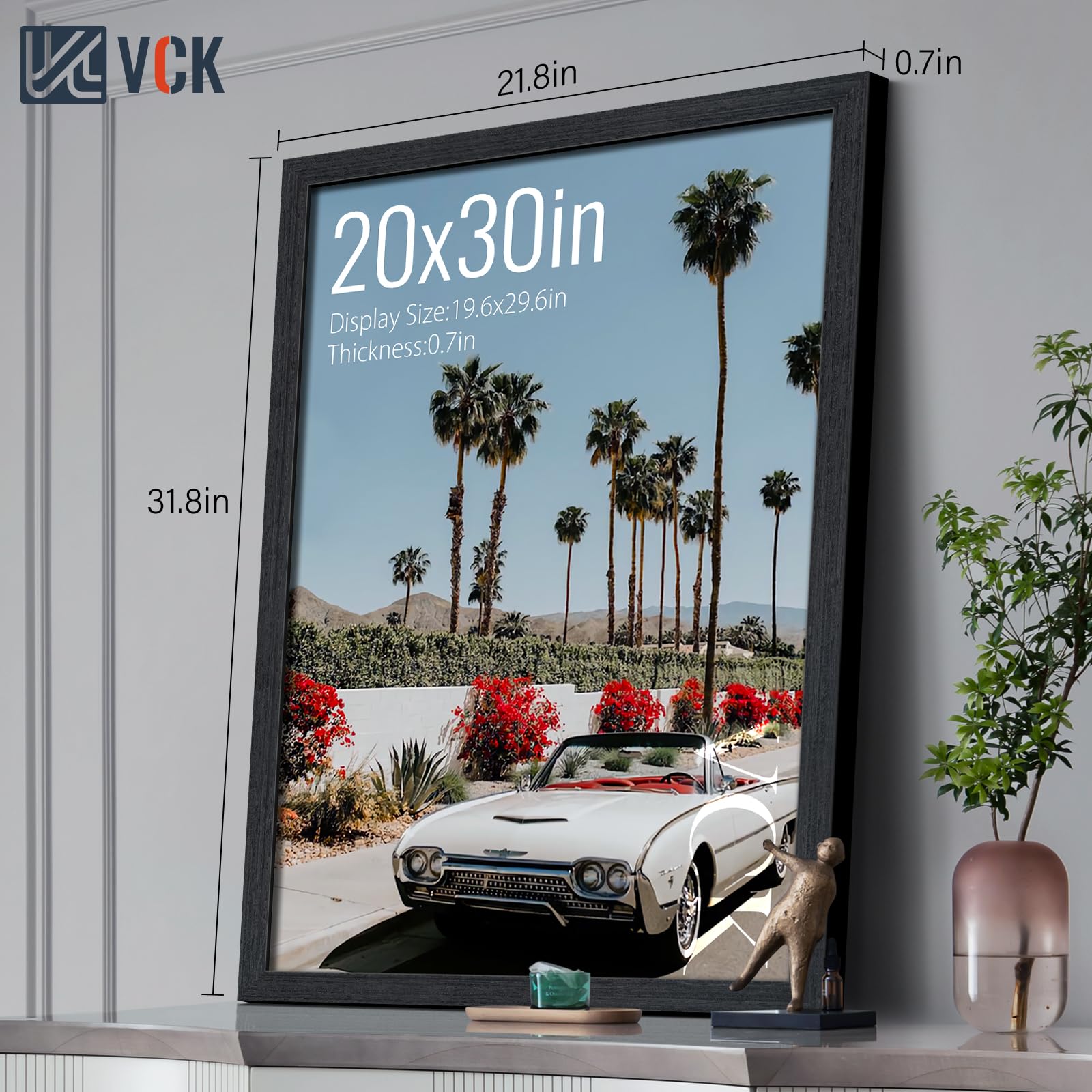New VCK 20x30 Black Oak Solid Wood Poster Frames 3 Pack Retail $82.00