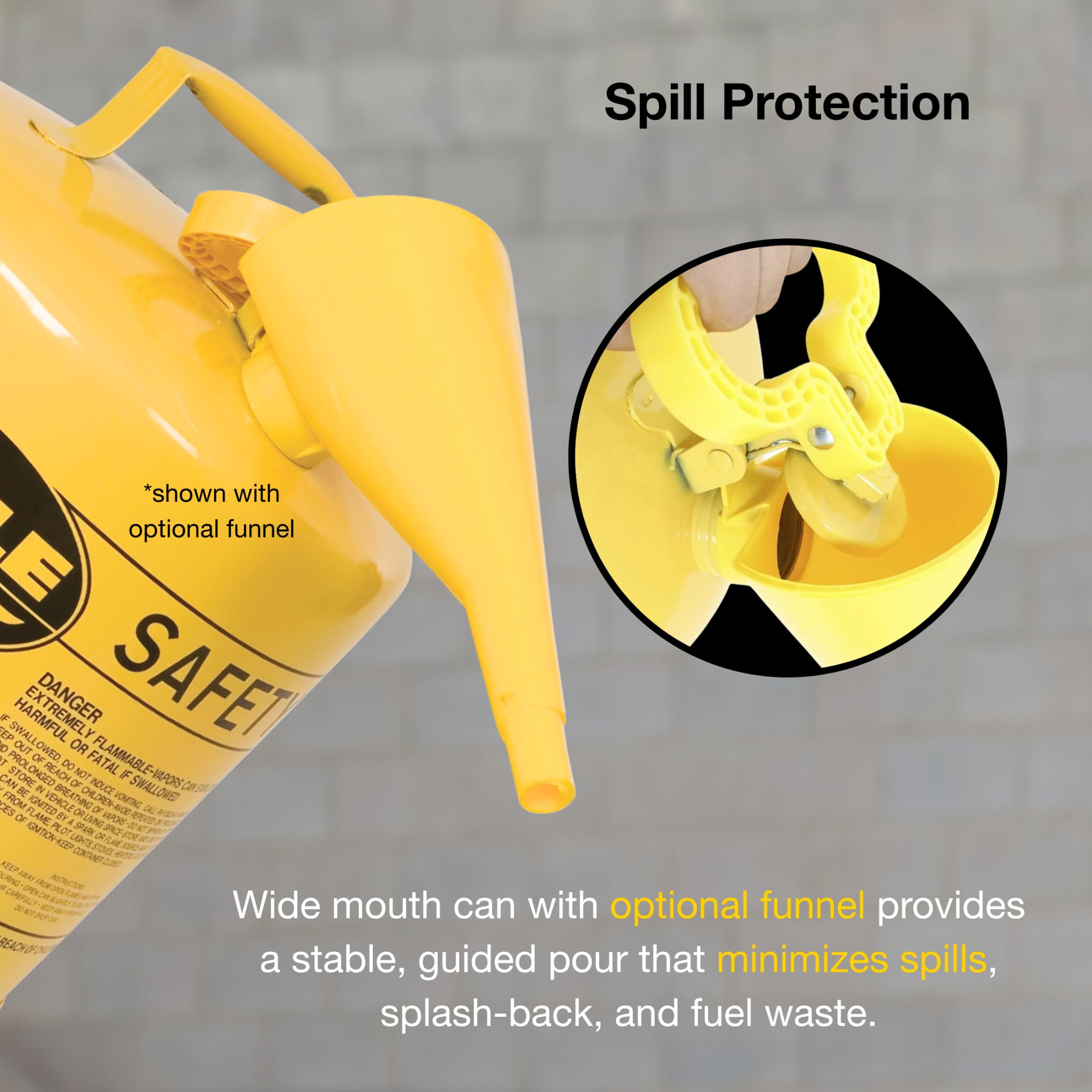 Gallon Type I Yellow Safety Gas Can for Diesel with Flame Arrester and Funnel