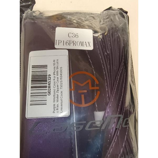 Purple Leather Wallet Case with Strap for iPhone 13 Pro Max