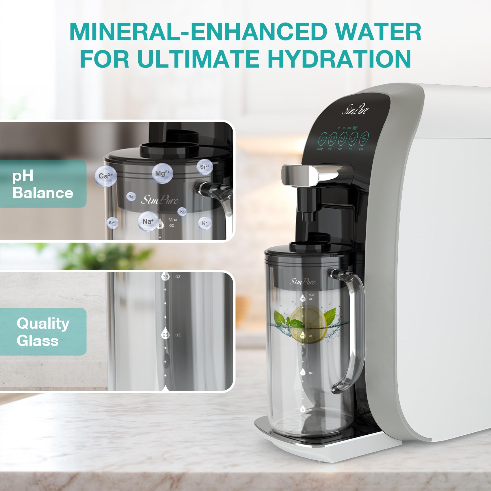 SimPure Y7T-A Countertop Reverse Osmosis Water Filter, NSF/ANSI 58 Certified, 5 Stage RO Water Filtration System, Water Purifier for Home, No Installation, 4: 1 Pure to Drain, pH+ Balanced ALK Taste Retail $299.00