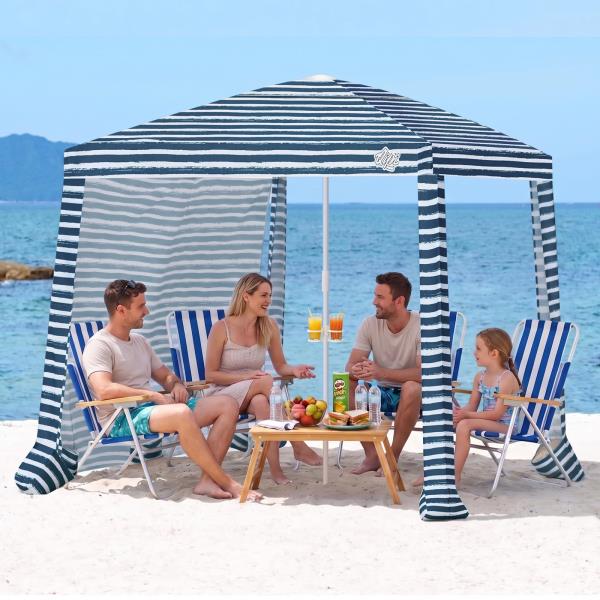 Foldable Beach Cabana with Sandbags 6.5 Sailor Stripes