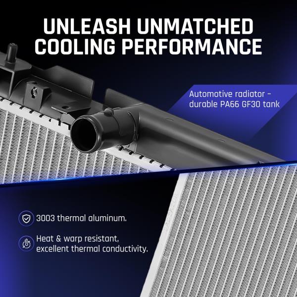 SPELAB CU2436 Radiator Replacement - Compatible with Toyota Camry 2002-2006 2.4L, Solara 2004-2008 - Replaces # DPI2436, 2436