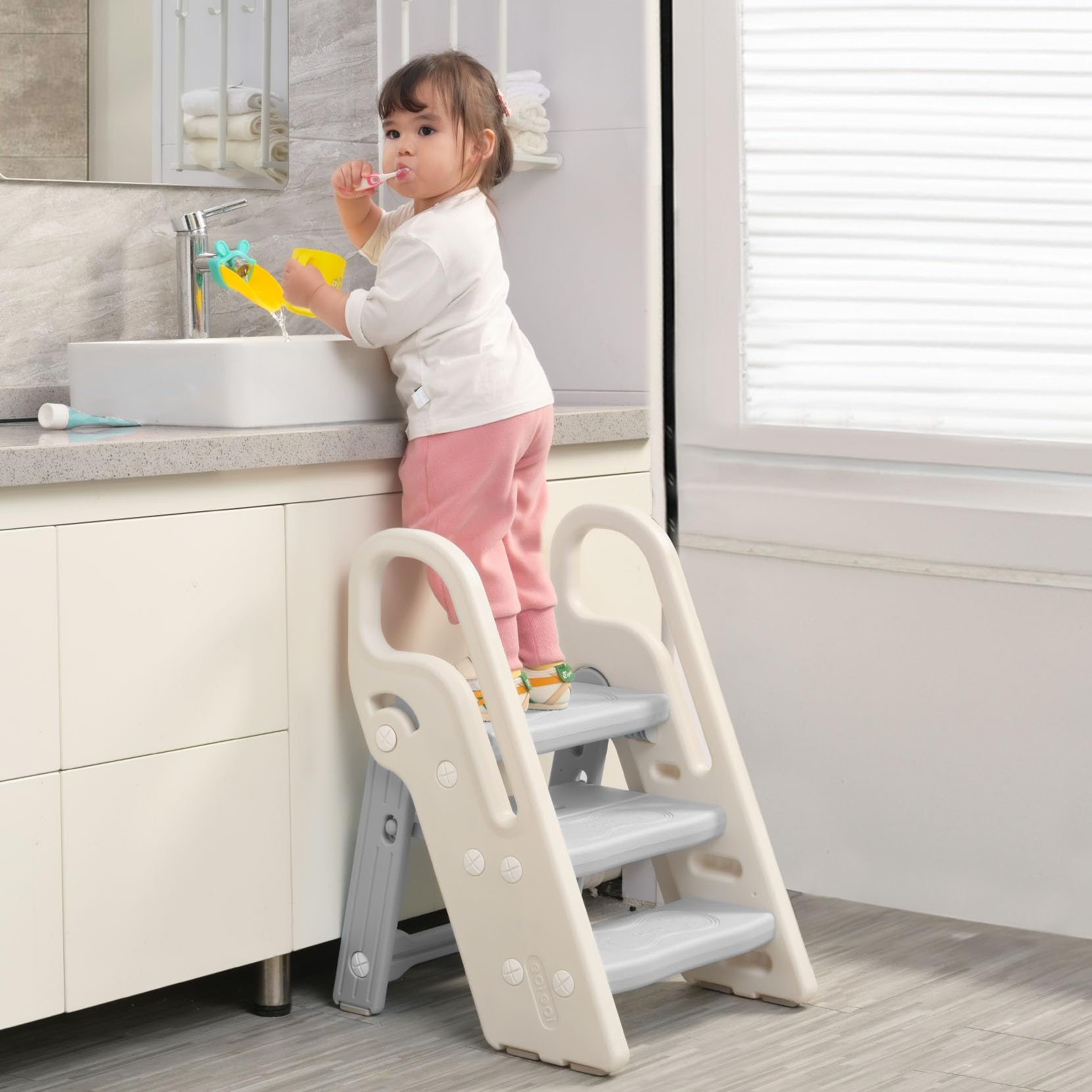 Open-Box New Onasti Foldable Adjustable 3-Step Stool for Kids - Potty  Kitchen Helper Retail $74.99