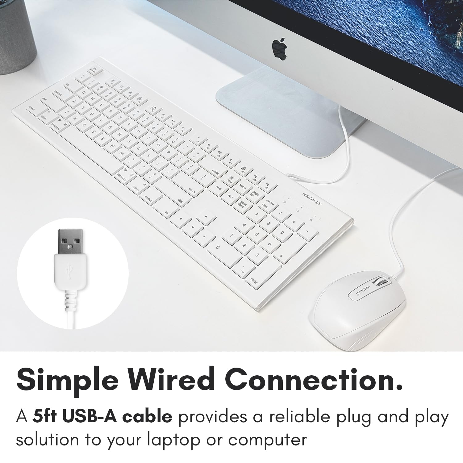Open-Box New Macally Full Size USB Wired Keyboard with 15 Shortcut Keys for MacPC - Computer Keyboard Retail $24.00