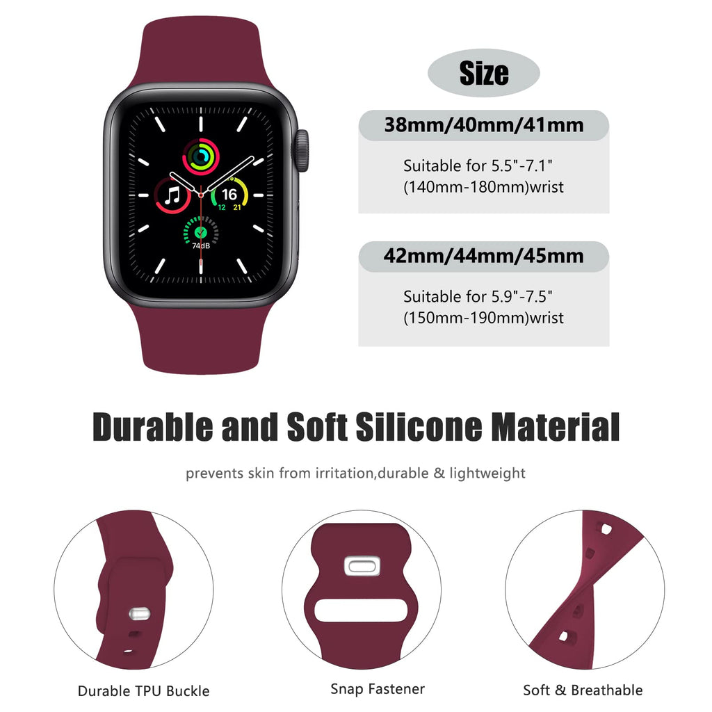 Pack Soft Silicone Sport Bands for Apple Watch 384041mm Series 1-7 SE Retail $14.00