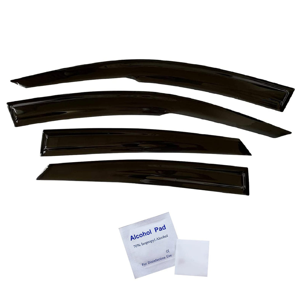 Black Tape-On Rain Guards Side Window Visor Deflectors for Honda Civic Sedan 2016-2021