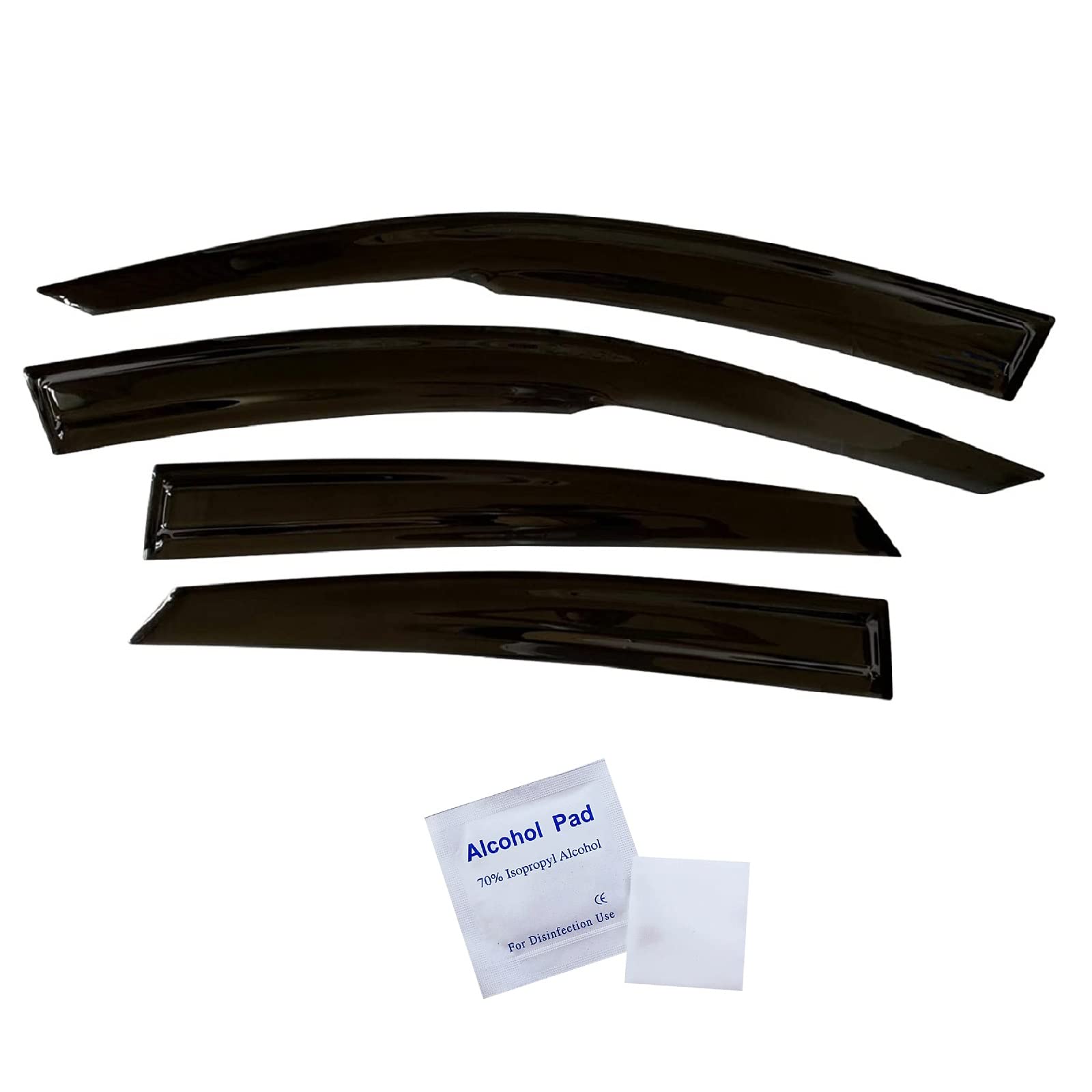 Black Tape-On Rain Guards Side Window Visor Deflectors for Honda Civic Sedan 2016-2021