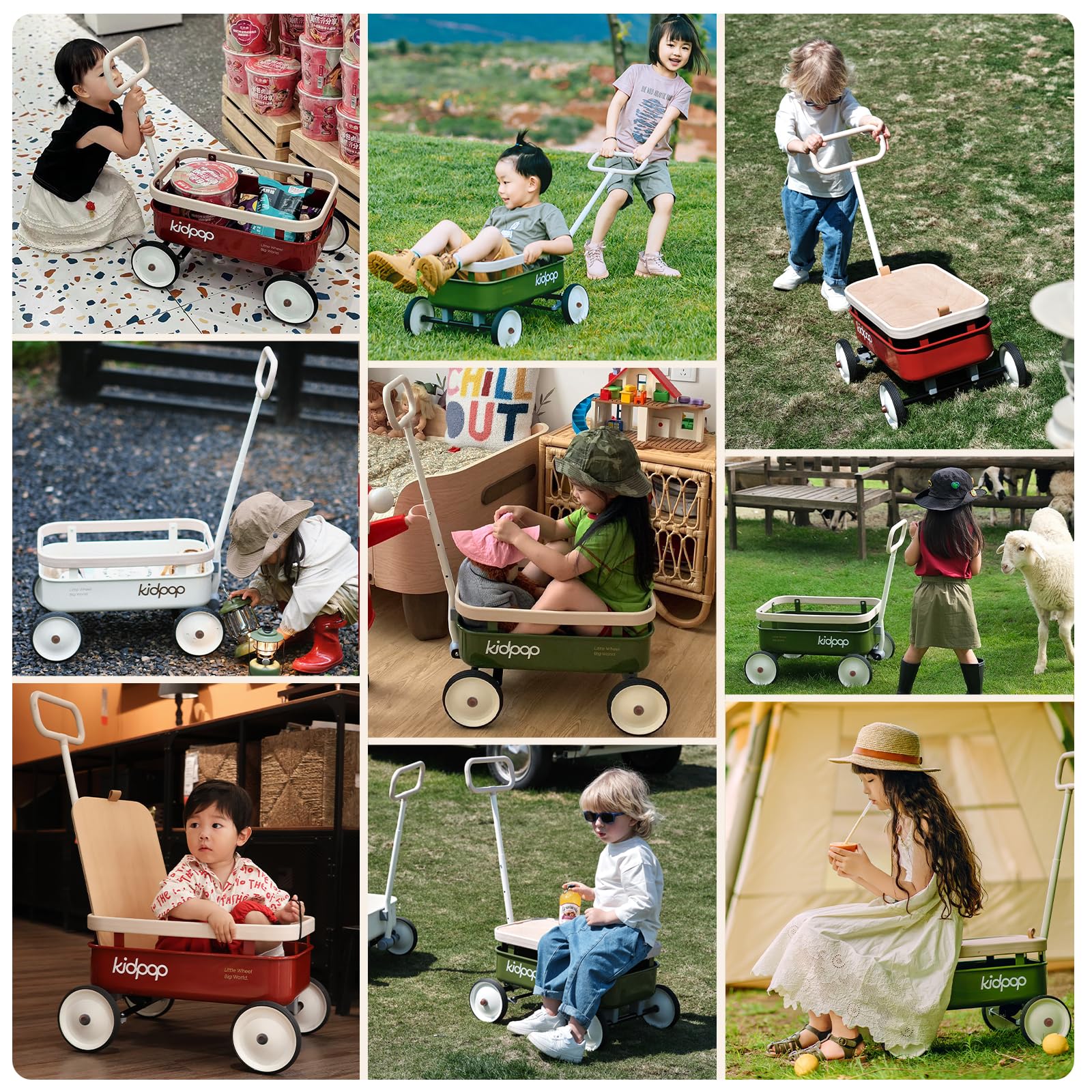 New kidpop PULA-Wild 3-in-1 Kids Push Walker  Pull-Along Wagon with Removable Wooden Cover. Retail $99.00