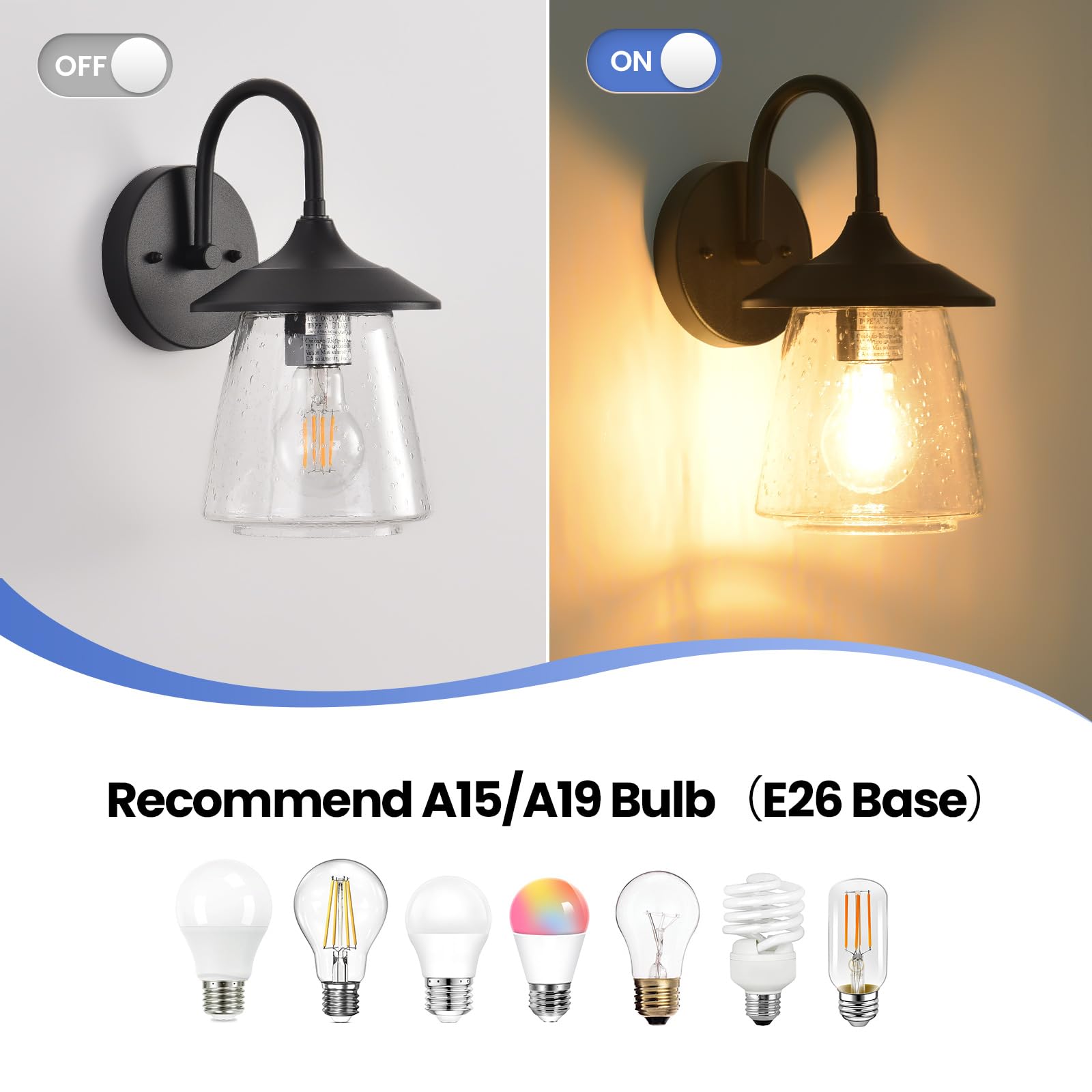 New As-Is Smeike Outdoor Wall Sconce - Waterproof Bubble Glass Matte Black 2-Pack Retail $69.00