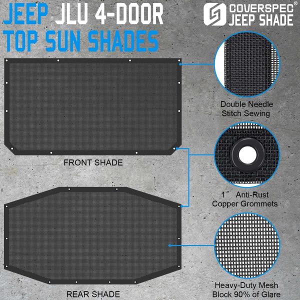 JL Sun Shade Top for Jeep Wrangler FrontRear Black