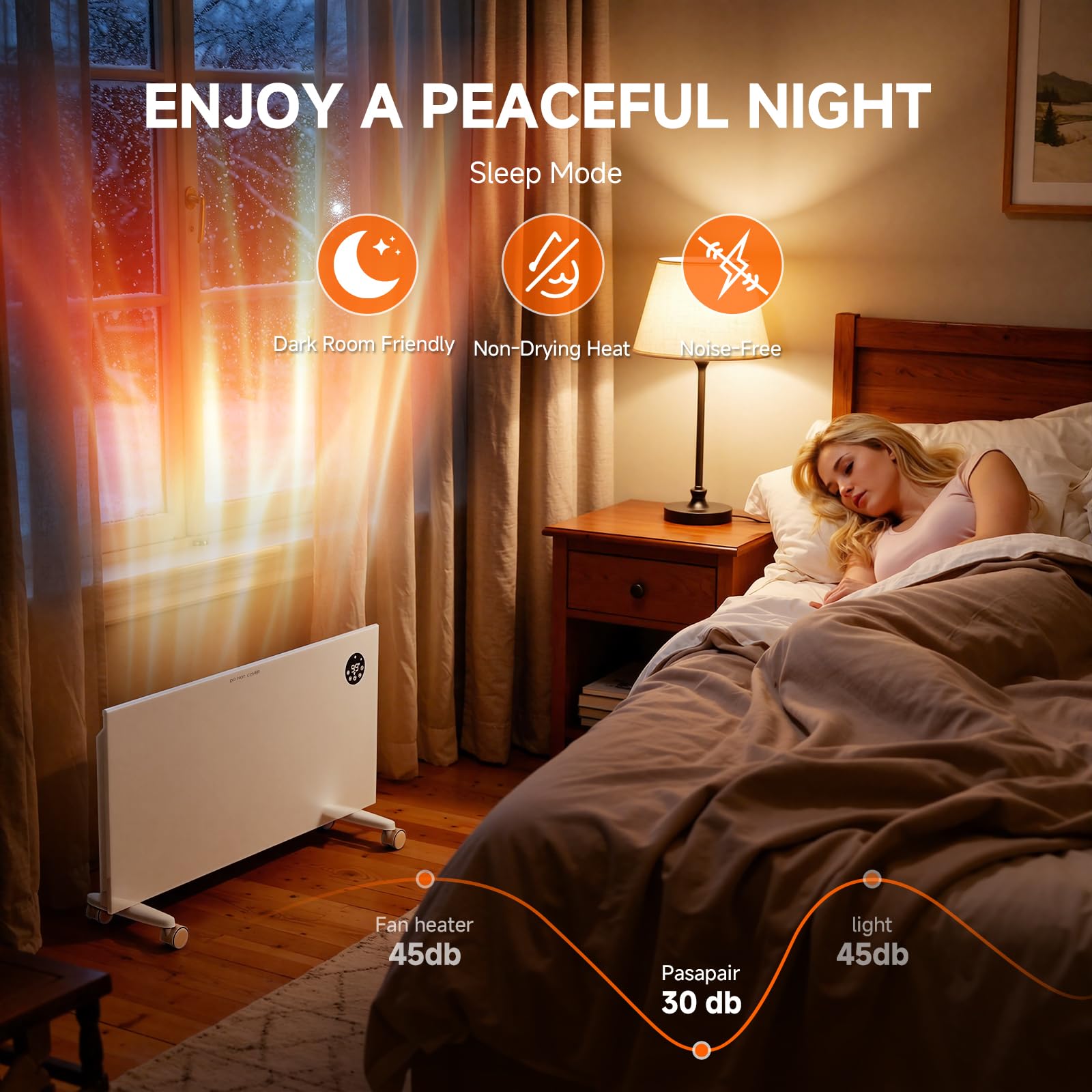 Orange Smart WiFi Mica Infrared Space Heater WallFreestanding Mount