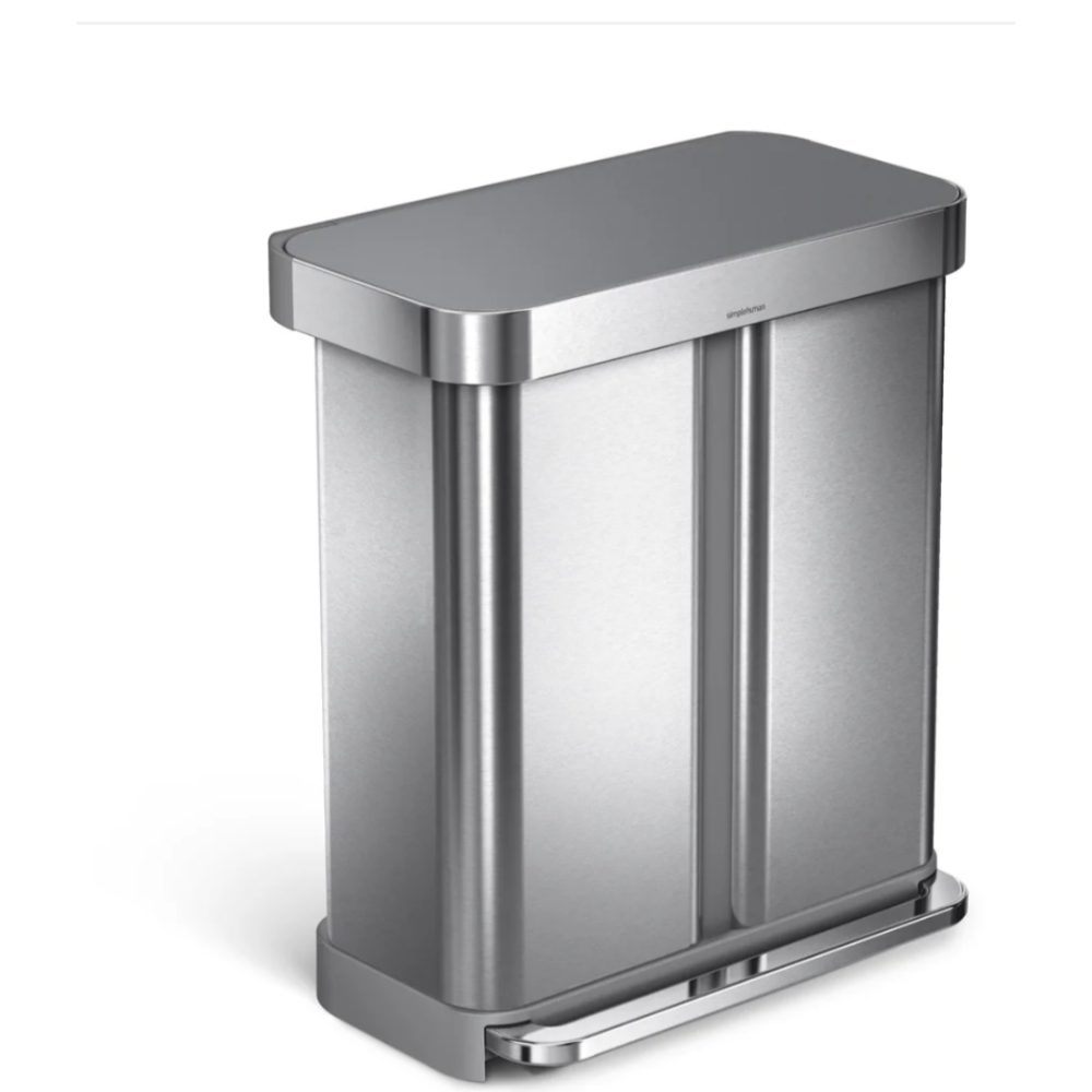 Simplehuman 58L Stainless Steel Dual Compartment Step Trash Can
