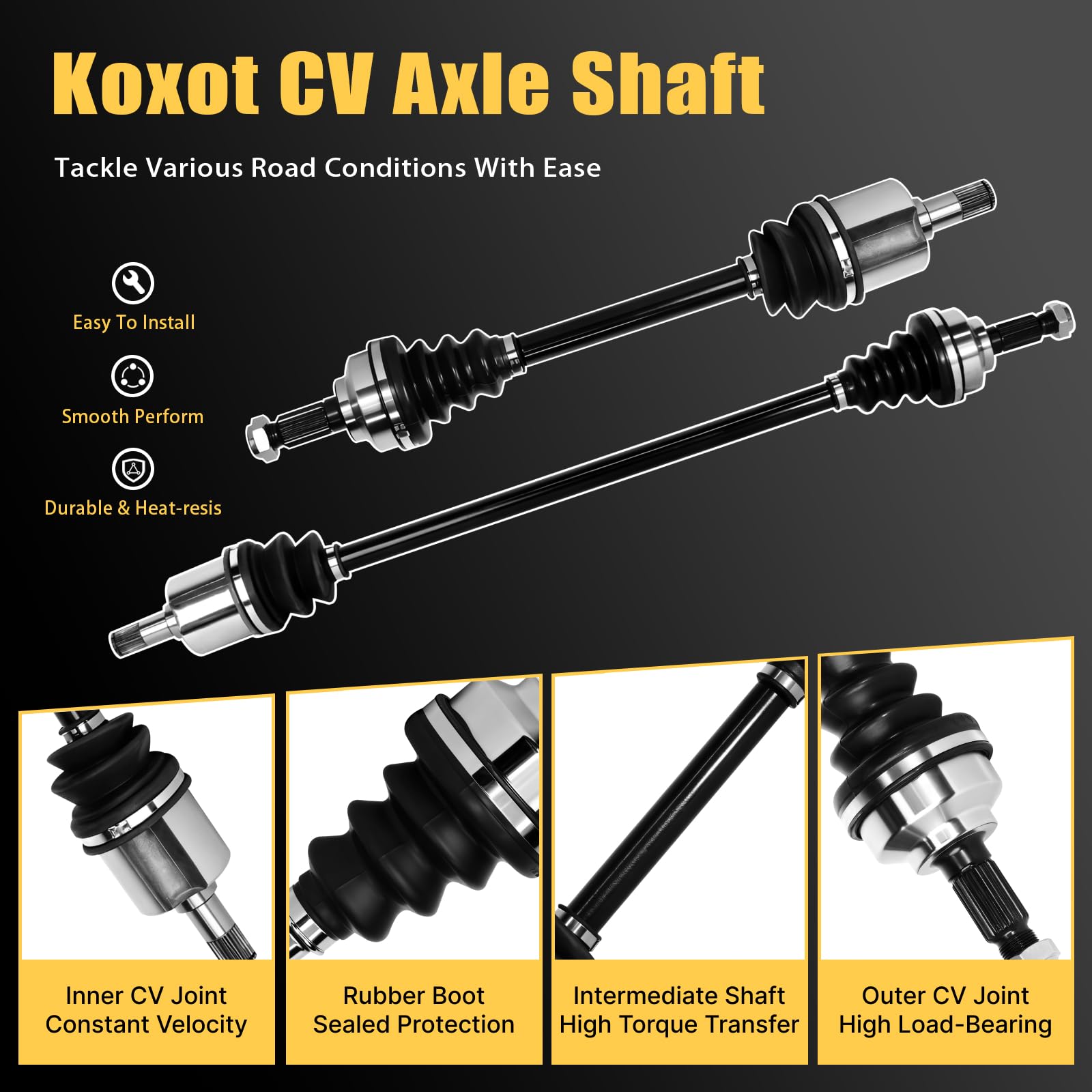 PCS Front CV Axle Shaft Assembly for Honda Civic 1.8L L4 2006-2011 Driver  Passenger Side Black