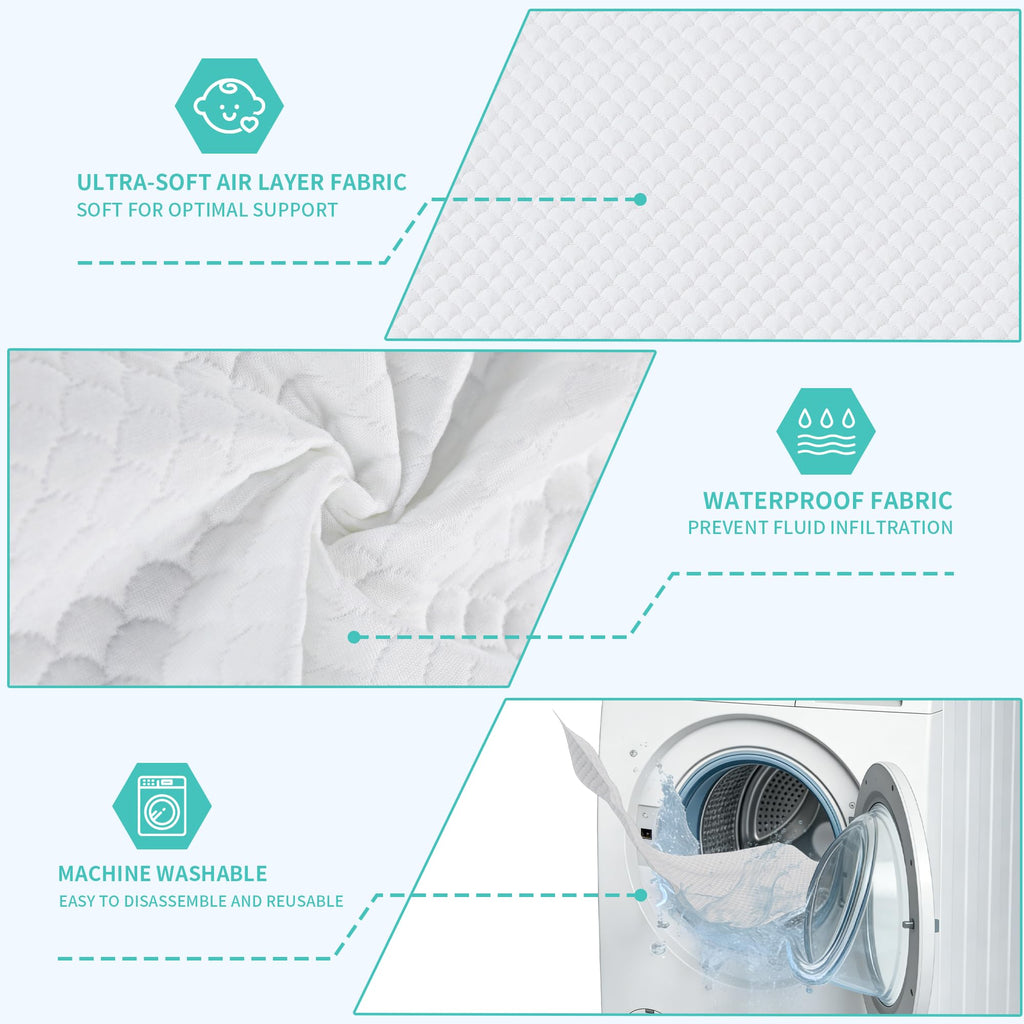 Waterproof High-Density Foam Pack and Play Crib Mattress 38x26 for Baby Toddler - White