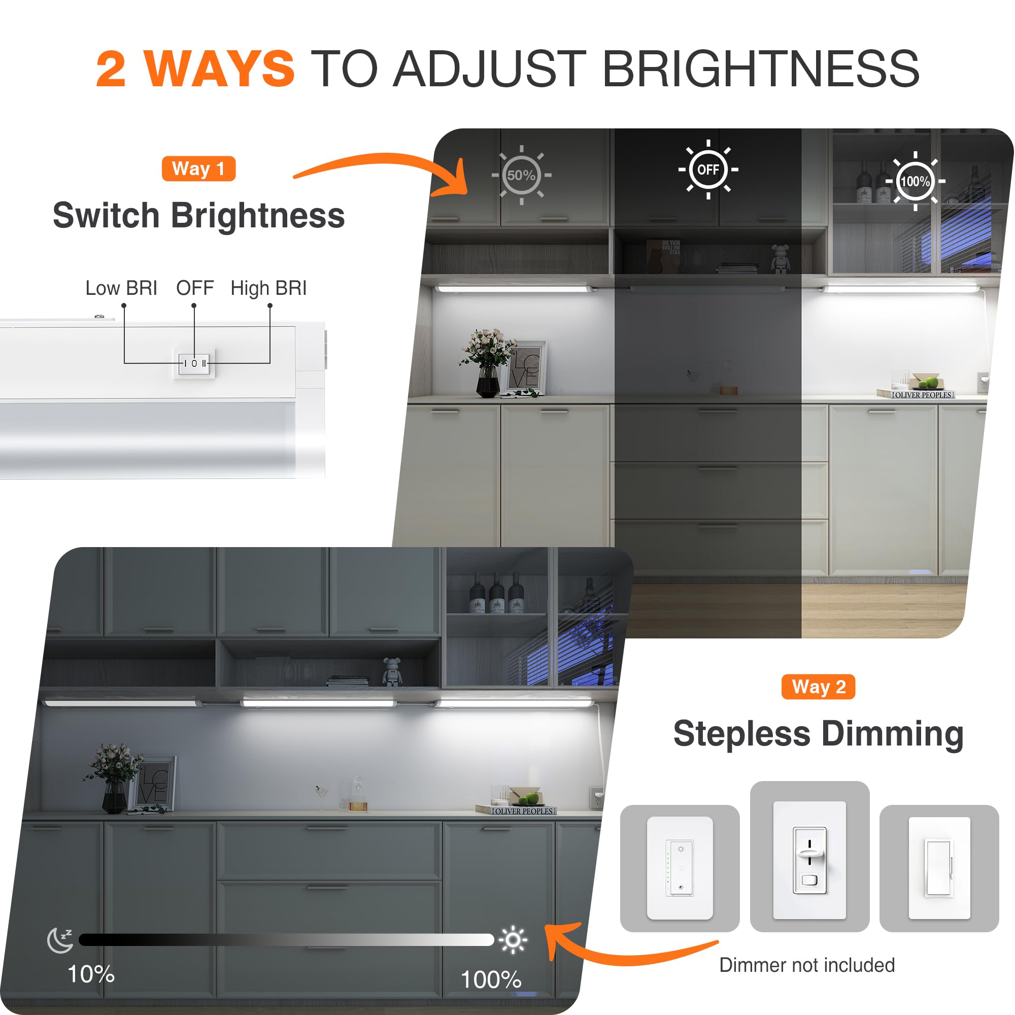 in Linkable Under Cabinet LED Light 5 CCT Dimmable 2 Pack