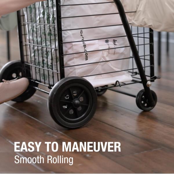 Folding Utility Cart with Wheels Stair Climber for Grocery and Laundry 7.5 Pounds 90 Pound Capacity