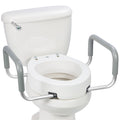 White 3.5 Inch Elongated Raised Toilet Seat with Removable Padded Handles 300 lbs Capacity