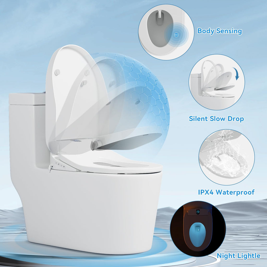 White Auto OpenClose Heated Bidet Seat with Warm Water  Dryer