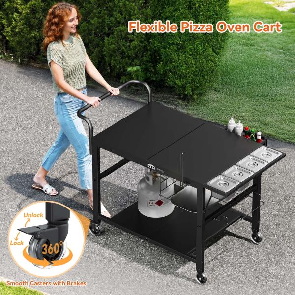 Outdoor Pizza Oven Table Stand Grill Cart 39.7L x 27.55W x 35.8H