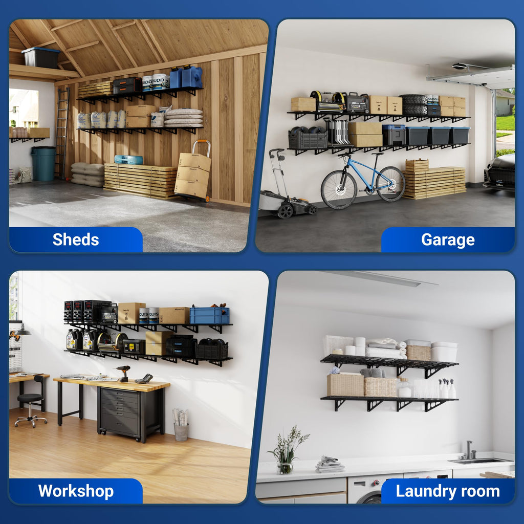 Open-Box New FLEXIMOUNTS 2-Pack 2x4ft Heavy-Duty Wall Shelves with 600 lbs Total Capacity Retail $89.99