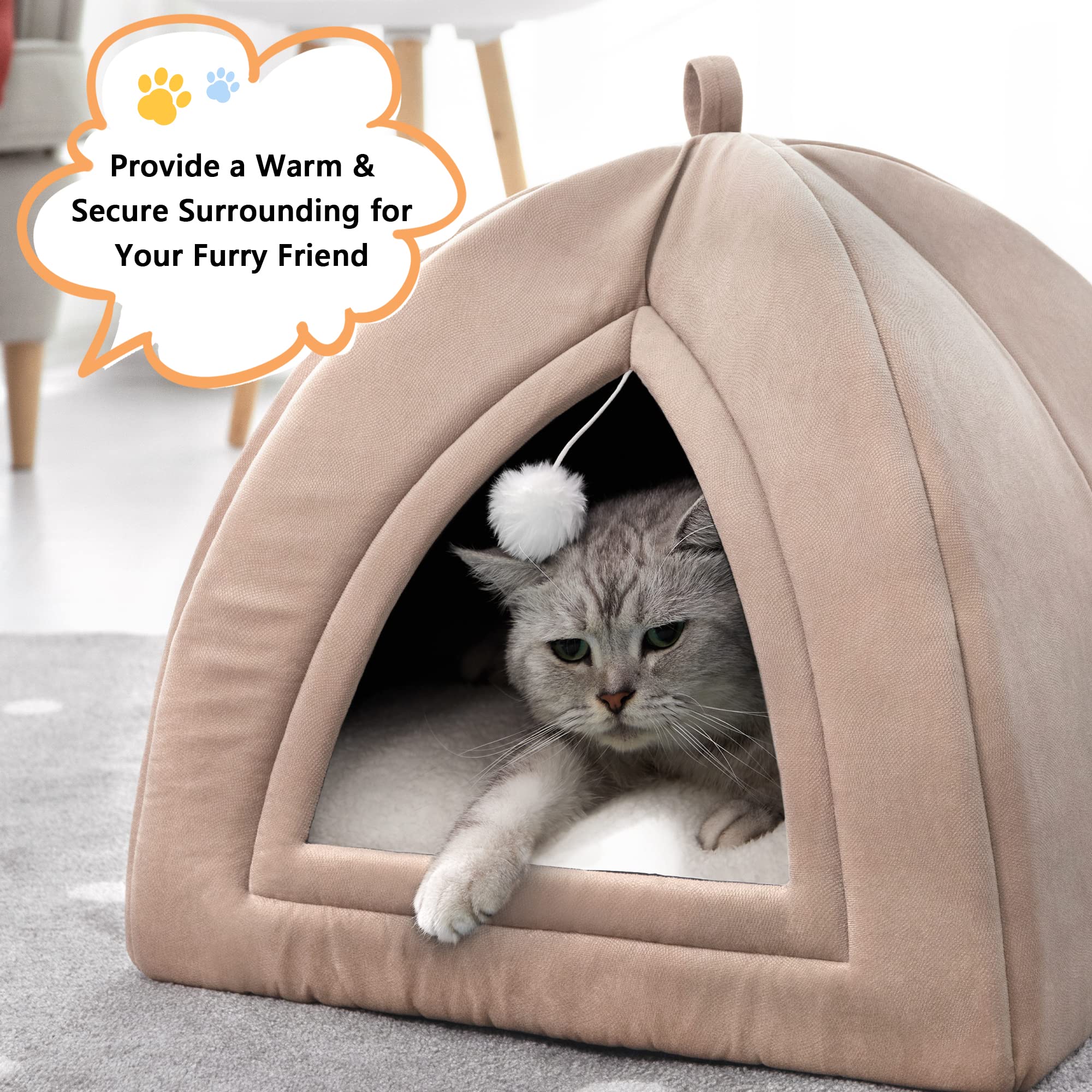 New TILLYOU 2-in-1 Cat House  Warm Pet Tent Bed for Small Pets 15x15x15 Retail $32.00