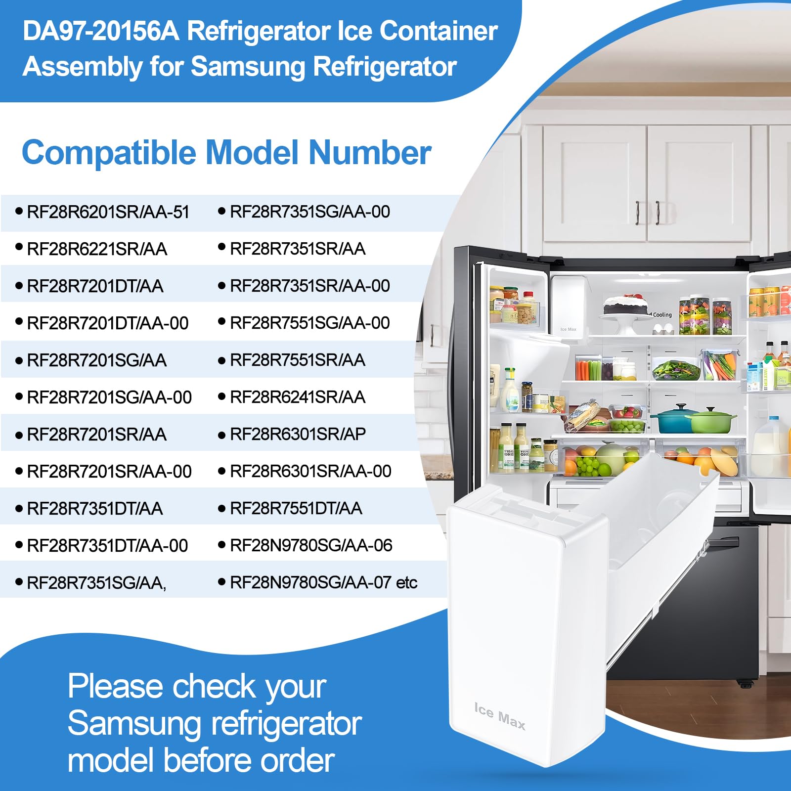 Upgraded Ice Bucket with Auger for Samsung Refrigerator DA97-20156A