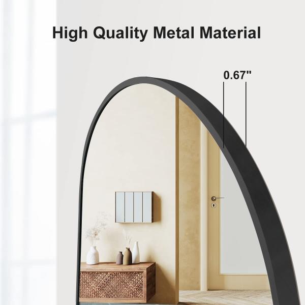 x 16 Oval Full Length Wall Mounted Hanging Mirror Black
