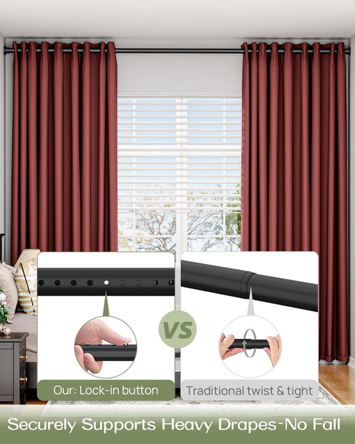 ALLZONE Tension Curtain Rod for Window, 83-123 Inches, Heavy Duty Curtain Rods No Drilling, Non-Slip Bathroom Shower Tension Rod, Renter Friendly, Adjustable, Spring Loaded, Extra Long, Black Retail $42.00