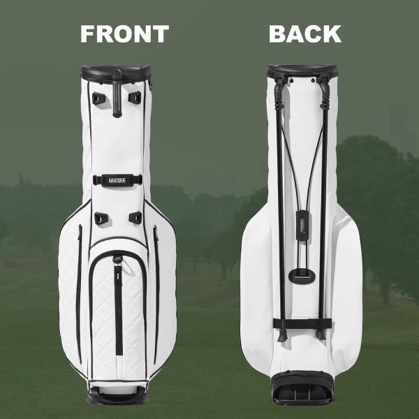 -Way Golf Stand Bag Premium PU Leather Lightweight Stand Bag