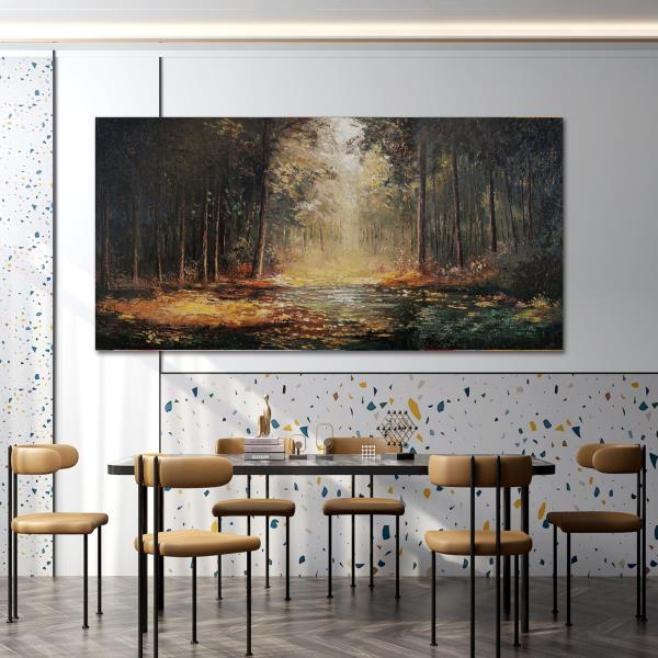 Large Canvas Wall Art Yellow Forest Landscape 29x58