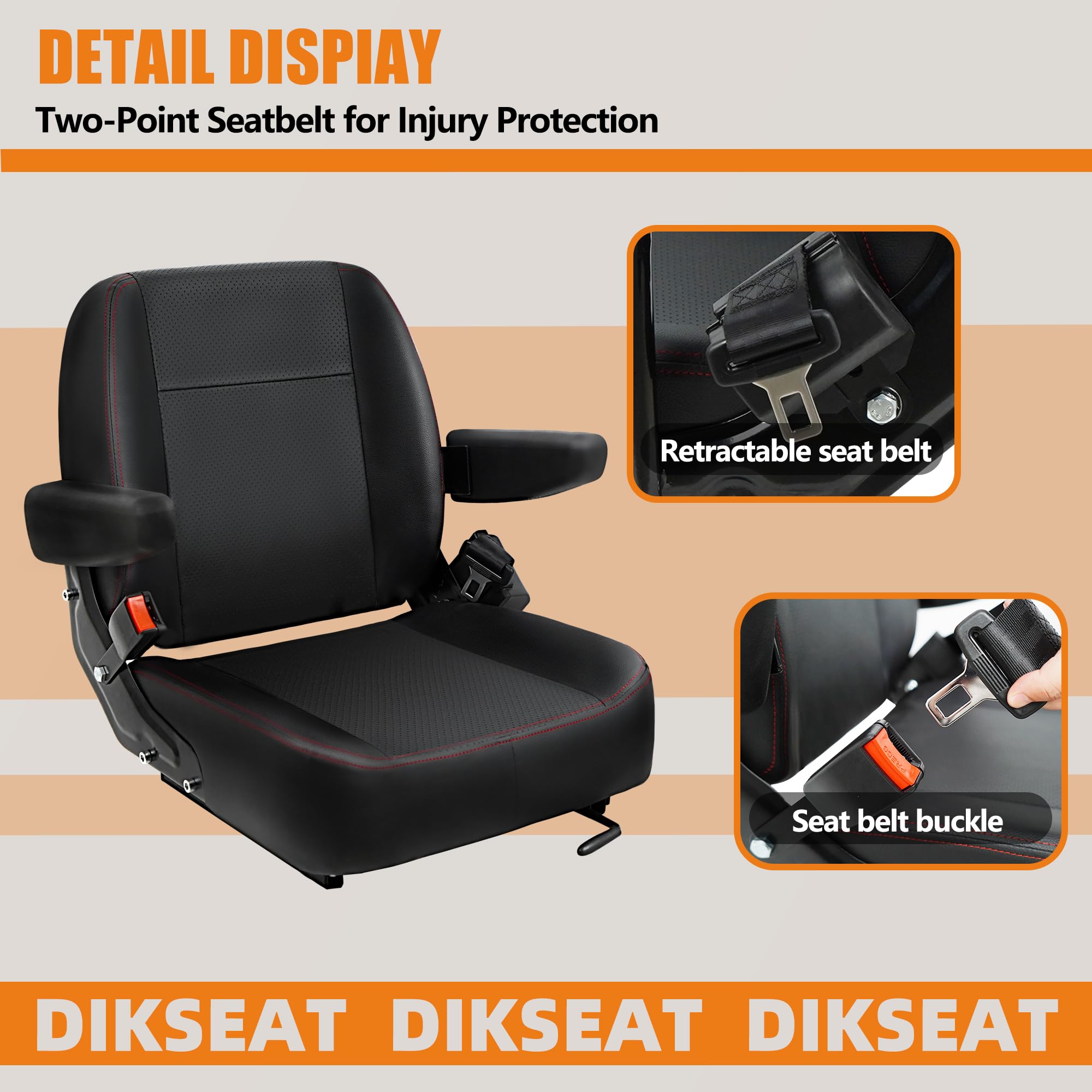 Universal Forklift Seat with Armrest Safety Belt and Micro Switch $93.75