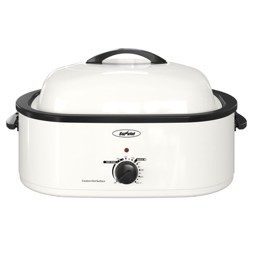 '-Quart Electric Roaster Oven with Self-Basting Lid  DefrostWarm Function White