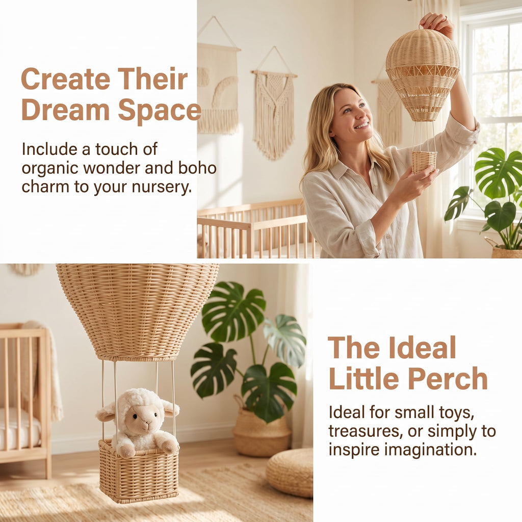Alipis Natural Rattan Woven Hot Air Balloon Decor Delicate Kids Room Rattan Craft Retail $59.00