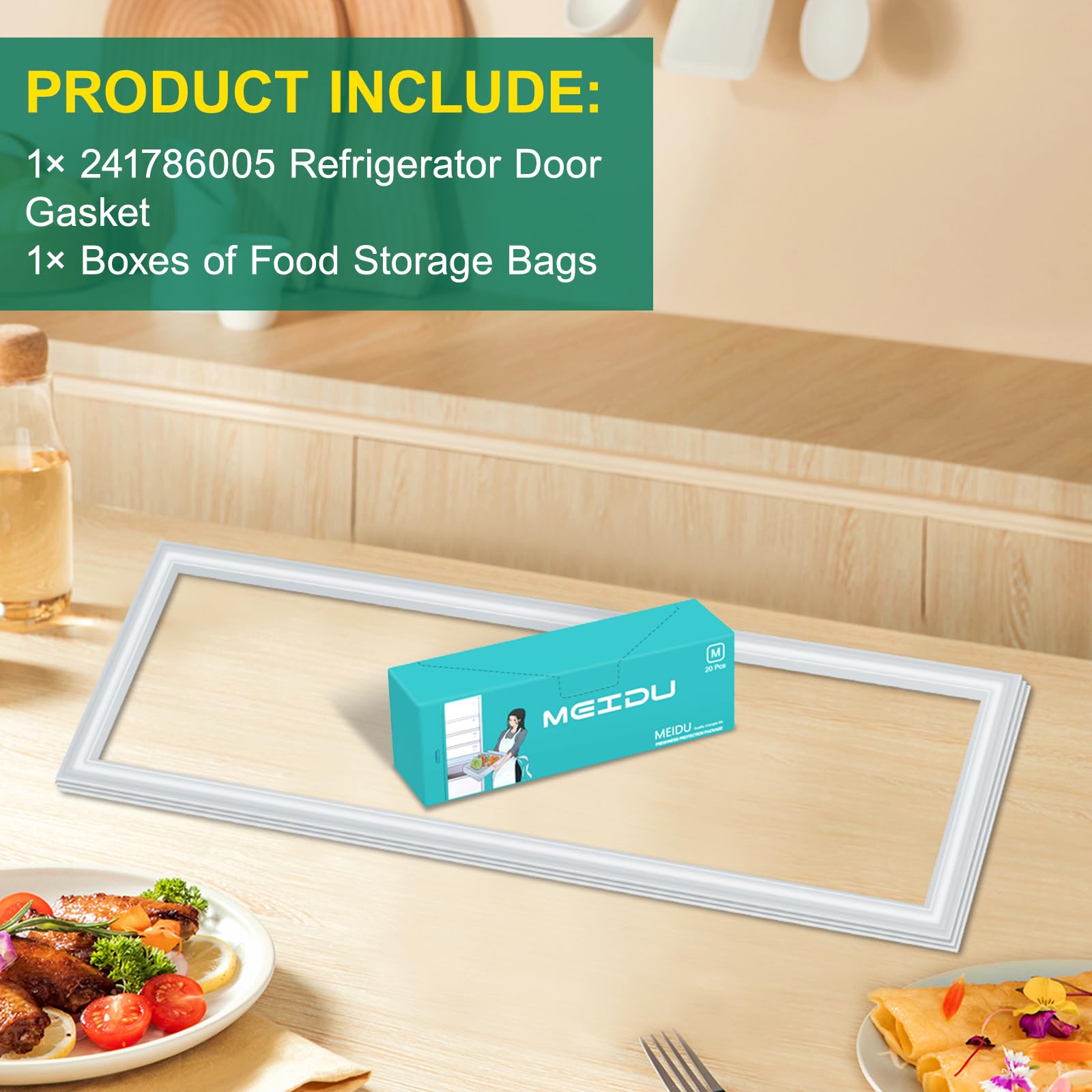 Grey Refrigerator Fresh Food Door Gasket Seal 241786005 241786013 for Frigidaire Kenmore