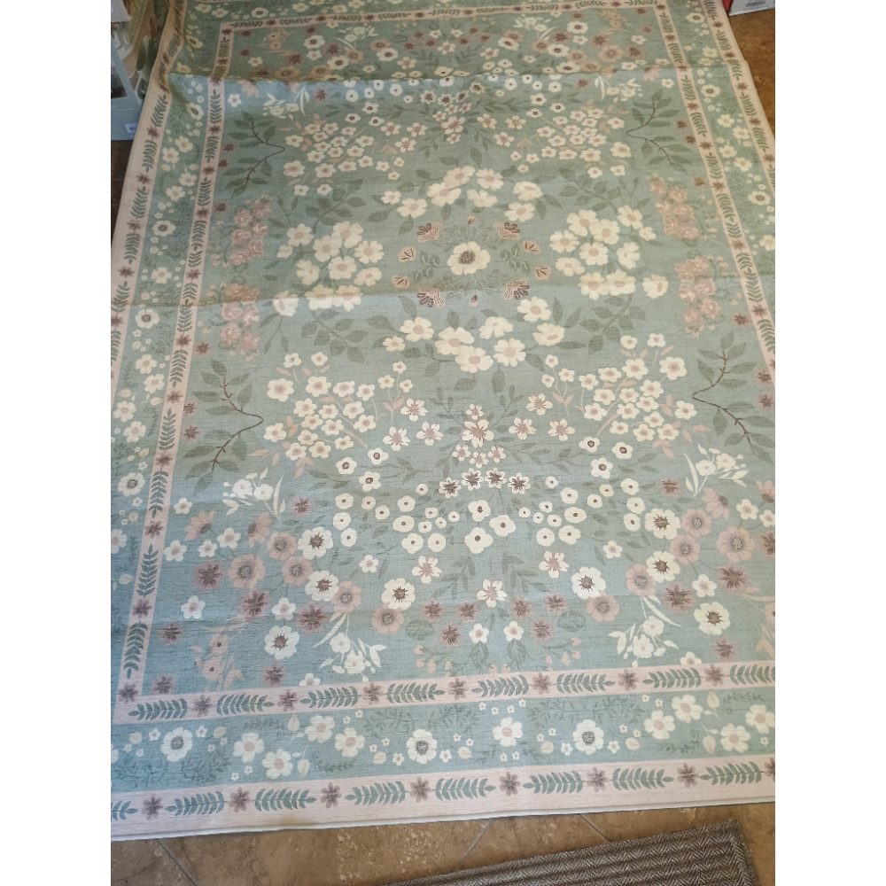 Vintage Floral Area Rug Sage Green 8x10 Non-Slip