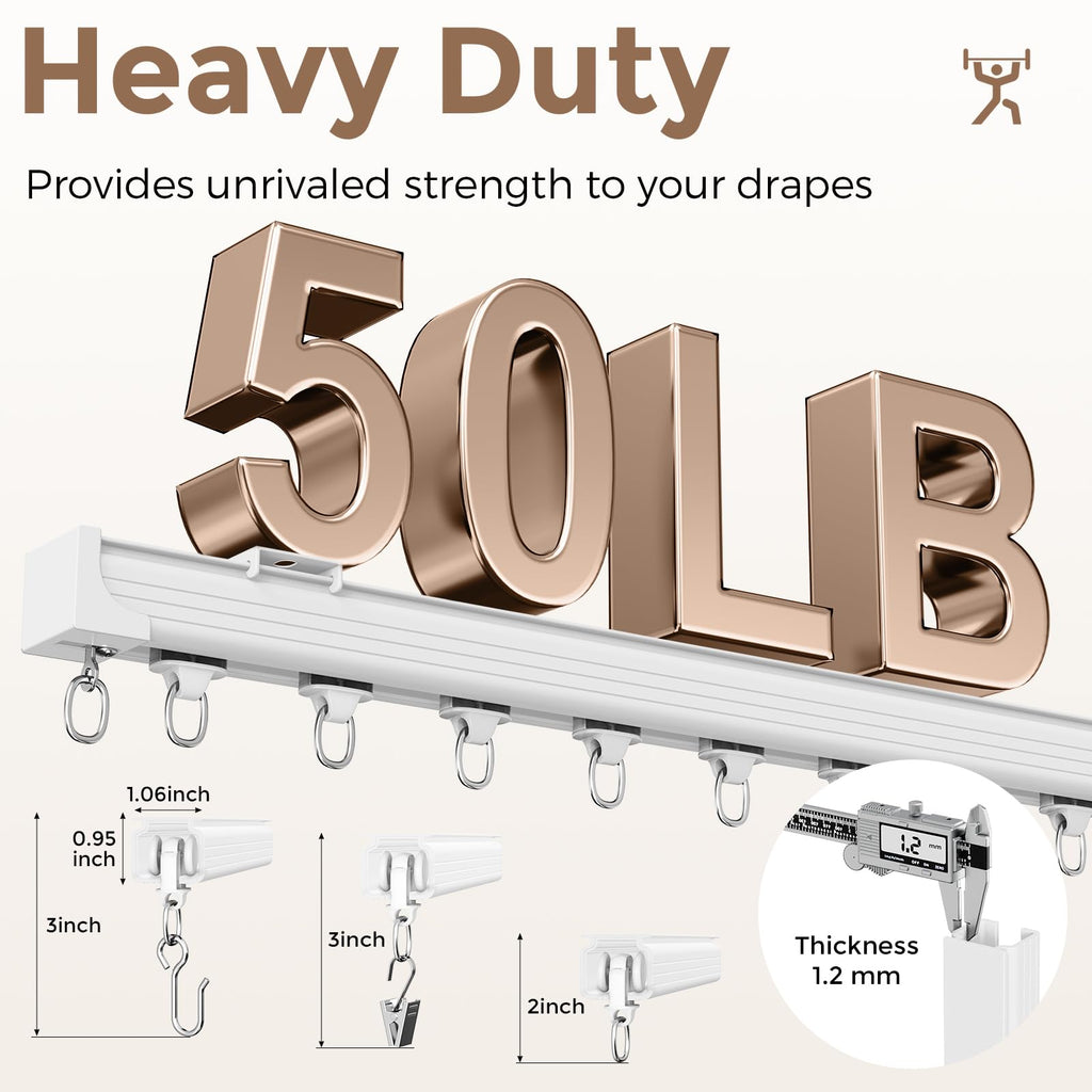 New hei dear Heavy Duty 6-9ft White CeilingWall Mount Curtain Track System Retail $39.00